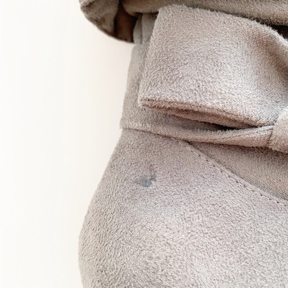 APT 9 Dede Gray Faux Suede Bow Tie Ankle Heeled Boots - Picture 10 of 11